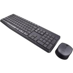 Teclado e Mouse Logitech MK235 Sem Fio Resistente à Água Cinza ABNT2