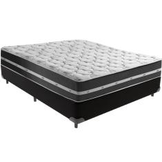 Cama Box Preto E Colchão Classic Preto Molas Ensacadas Casal Anjos