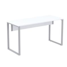 Mesa Escritório P25 Tub Pandin 150 Cm (larg) X 70 Cm (prof) Tampo Mdp Branco Pé Aço Tubular Cinza