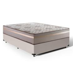 Cama Box Casal + Colchão D33 Millenium One Face Bege 138x188x58cm  até 120Kg + 2 Trav