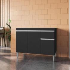 Balcão de Cozinha 2 portas Oxford preto fosco - CASA H