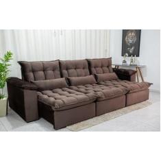 Sofá Retrátil e Reclinável 2,90m em Tecido Veludo C/ Pillow nos Braços