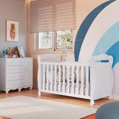 Quarto de Bebê com Berço Americano e Cômoda 1 Porta Nina Espresso Móve