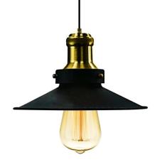 Pendente Nordic Industrial 22 Cm Vintage Preto com Dourado - MARRYLUZ
