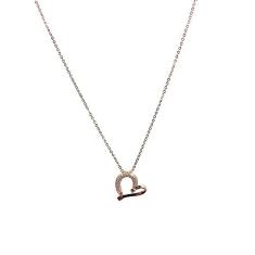 Colar Armazem RR Bijoux coração torcido com cristais rose