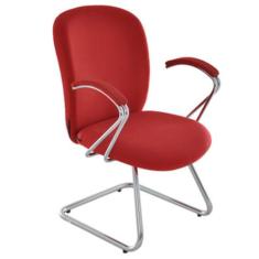 Cadeira Diretor C Braços E Base Fixa Cromados Linha Lombar Vermelho -