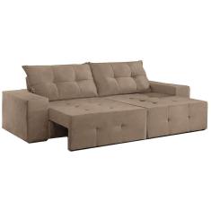 Sofá 2 Lugares Retrátil Espanha 150cm Tecido Suede Cor Bege