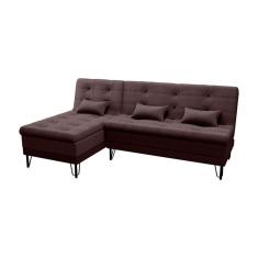 Sofá-Cama Casal 3 Lugares com Chaise Nice Suede Marrom