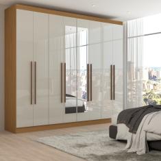 Guarda-Roupa Casal Ele e Ela 8 Portas 8 Prateleiras com Espelho Cinamomo/Off White - Panorama Móveis