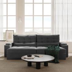 Sofá Retrátil Reclinável com Porta Copos e Usb 4 Lugares 290cm Embaúba Extra Cabecasa Madeiramadeira Cinza Diamante