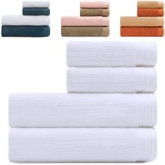 Jogo De Toalhas 4 Peças - Banhão Gigante + Rosto 100% Algodão Fios Penteados Max Imperial Karsten - Emcompre