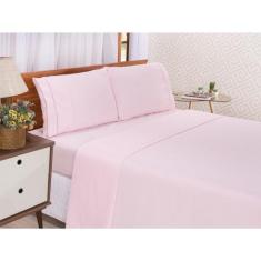 Jogo de Lençol Casal 4 Peças 180 Fios Ponto Palito Algodão Percal - Lo