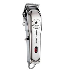 Máquina De Cortar Cabelo Em Metal Cromado Profissional Kemei Km-1996