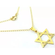 Cordão Estrela De Davi Folheado a Ouro 18k - Milena Folheados, Amarelo