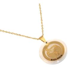Colar Cordão Profissão Biologia Bióloga Folheado Ouro 18k - Milena Fol