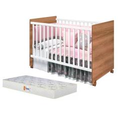 Berço Tico Branco Brilho Mezzo Com Colchão D18 De 10cm - Reller Móveis Branco Brilho Mezzo