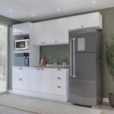 Cozinha Completa 4 Peças Torre Quente Aéreo 3 Portas Balcão 2 Gavetas 3 Portas e Basculante