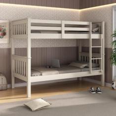 Beliche Solteiro em Madeira Maciça Off White - Empório Paraíso