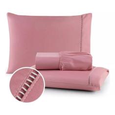 Lençol para cama de Casal 4 Peças 400 Fios Ponto Palito 100% Algodão -