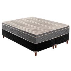 Cama Box Queen: Colchão Ortopédico Paropas D45-ep Confort Mega Firme + Base Crc Suede Black(158x198)
