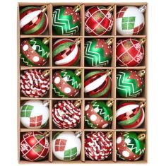 Conjunto de enfeites de bola de Natal, 20 quilates 60 mm elegante ouro verde champanhe sortido enfeites de bola de árvore de Natal, ornamentos de pendurar de árvore de Natal inquebráveis para