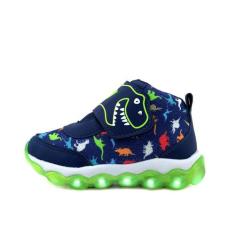 Tênis Infantil Masculino de LED Cano Alto Dinossauro AS350 - Mini-Pé, 