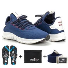Kit Tênis Polo Joy Sport Carteira Chinelo E Cinto Masculino-Masculino