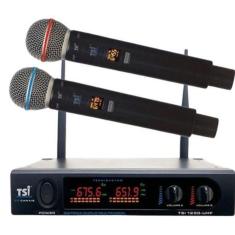 Microfone Sem Fio Duplo Tsi 1200 Uhf 96 Canais