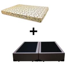 Cama Box King - Tecido Sintético Marrom Com Colchão Austrália Bello Box - 100% Espuma D26 Amarelo 54x193x203