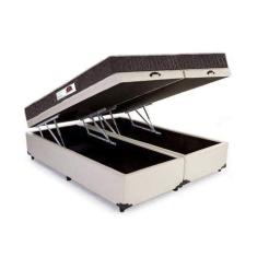 Cama Box Baú Casal Colchão Classic Mola Ensacada + Box Bipartido Suede Bege Serra Negra 70X138X188