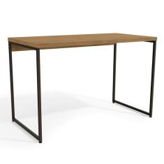 Mesa de Escritório Clécio Industrial Freijó e Preta 118 cm