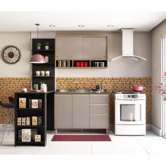 Cozinha Completa 4 Peças com Bancada Mesa Gourmet Armário Aéreo e Balcão de Pia Luciane Móveis