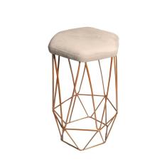 Banqueta Aramada Bege Base Ferro Rose Gold Web Shop Móveis