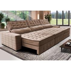 Sofá Retrátil e Reclinável 3,55m Cama inBox Big Puffer. com SoftGel D40 Velupluma