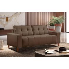 Sofá 3 Lugares Veludo 220cm com Molas Beny Bege Cappuccino