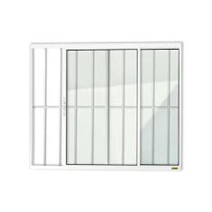 Janela Confort 2 Folhas com Grade Vidro Liso 100cm x 150cm Brimak Branco