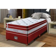 Conjunto Cama Box Solteiro de Molas Ensacadas Cama inBox Select Euro Soft 88x188x71 Vermelho