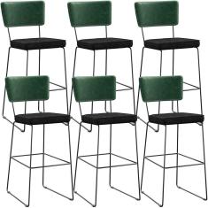 Kit 06 Banquetas Altas Allana L02 Verde Musgo Chumbo