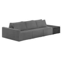 Sofá Ilha 3 Lugares Living 312cm Modulado Sala Lary Bouclê/PU Pto K01 - D`Rossi