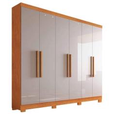 Guarda Roupa Sergipe Casal 6 Portas 2 Gavetas Bianchi Cor Naturale Off White
