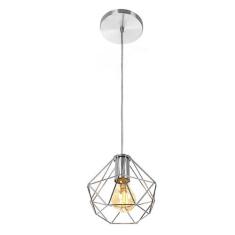 Lustre Pendente Luminária Diamante Aramado Cromado - MARRYLUZ