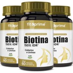 Kit 3 Biotina 150% Cabelos E Unhas Firmeza & Crescimento - Fitoprime