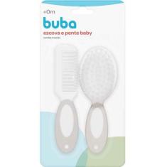 Conjunto Escova Pente Baby Cerdas Macias Cinza - Buba 12641