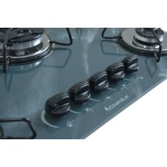 Fogão Cooktop À Gás 5 Bocas ChamaLar Ultra Chama Vidro Bivolt, MARMORI