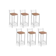 Banqueta de Cozinha Gênova B705 Kit 6 Un Cromada/Capuccino - Kappesber