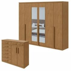 Conjunto de Guarda-roupa Alonzo com Espelho e Cômoda Toronto - Móveis 