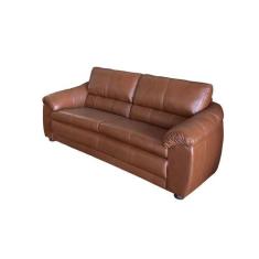 Sofá Veneza 03L Couro Conhaque A110 210 cm Pés de Madeira - DROSSI