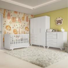 Quarto de Bebê Completo com Cômoda Berço e Guarda Roupa 100% mdf Retrô Kakau Espresso Móveis