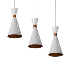 Kit 3 Lustres Pendentes Flórida De Alumínio Branco c/ Cobre