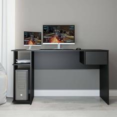 Mesa Gamer com Gaveta 136x75cm MDP Preto Menu Móveis
